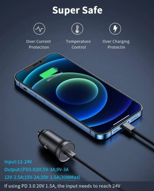 شارژر فندکی سوپر فست 30 وات QGeem AP1811-2G