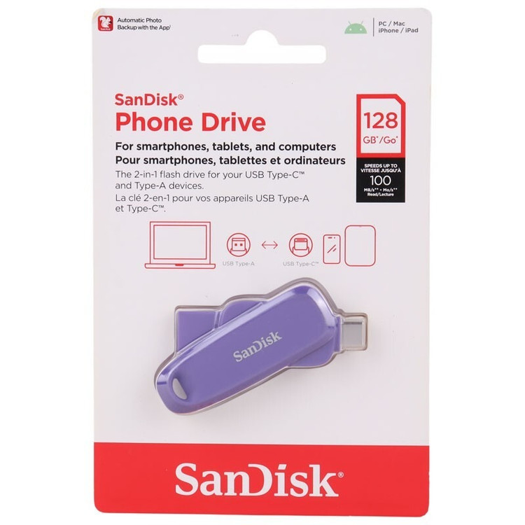 فلش مموری سن دیسک Phone Drive SDDDC6 USB Type-C USB 3 ظرفیت 128 گیگابایت