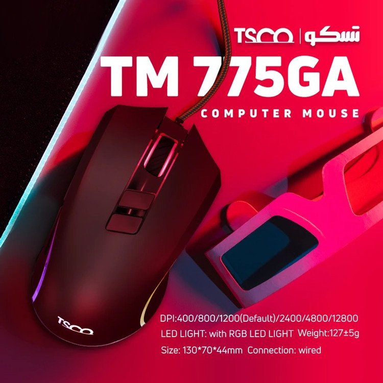موس گیمینگ سیم دار LED RGB تسکو مدل TM 775GA