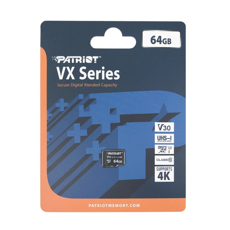 کارت حافظه MicroSDXC پتریوت مدل VX Series کلاس 10 استاندارد UHS-I U3 V30 سرعت 90 مگابایت بر ثانیه ظرفیت 64 گیگابایت